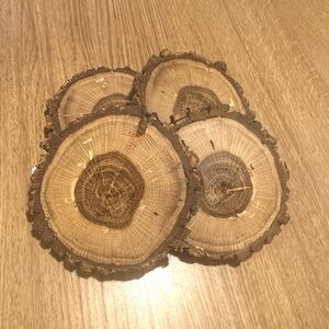 Natural Wood Coasters Set of 4